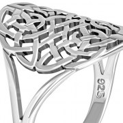 Large Light Round Celtic Knot Silver Ring, rp545